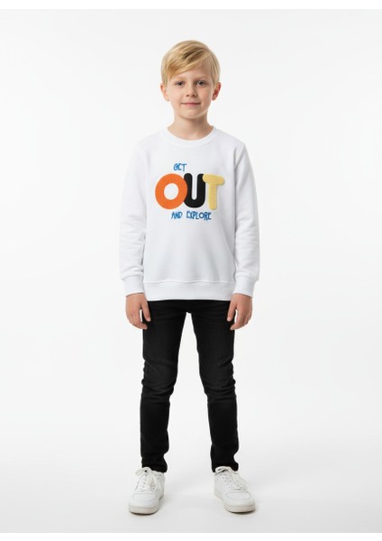 Out Baskılı Erkek Çocuk Sweatshirt