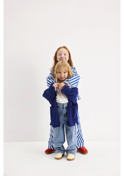 Yünlü Oversize Triko Hırka Mavi fiyatları