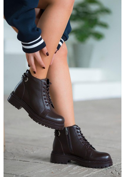 Drop Fermuarlı Kadın Hakiki Deri Bot Kahverengi fiyatları