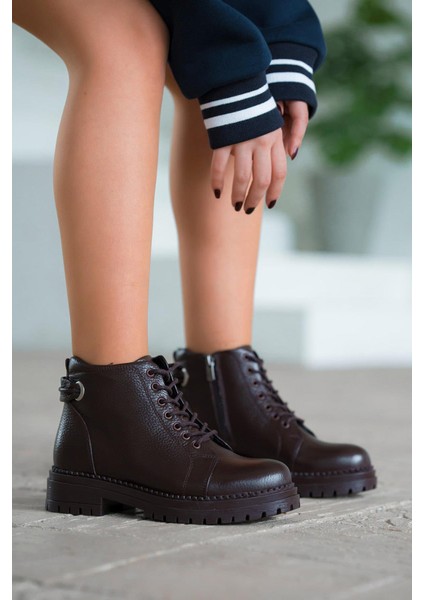 Drop Fermuarlı Kadın Hakiki Deri Bot Kahverengi modelleri