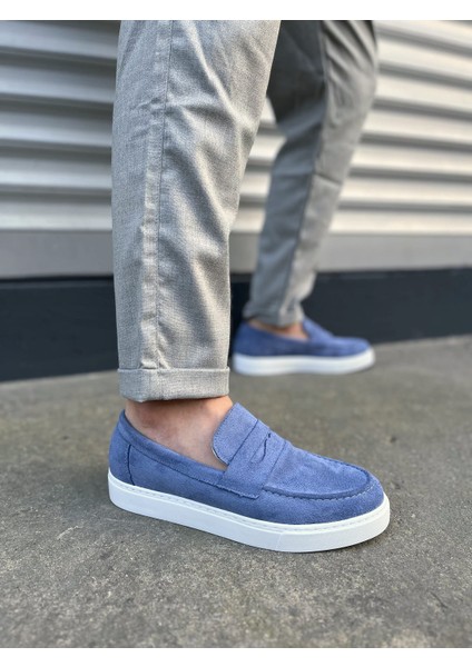 JY180 Estilo x Bağcıksız Süet Erkek Günlük Spor Klasik Ayakkabı Sbt - Mavi