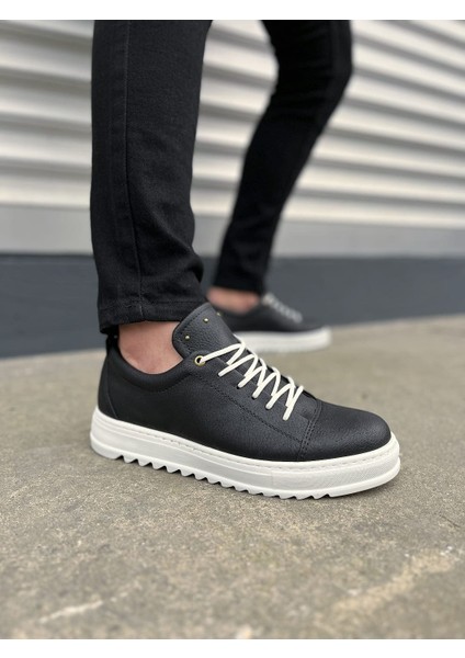 JY152 Cool Bağcıklı Cilt Erkek Günlük Spor Klasik Ayakkabı Cbt - Siyah