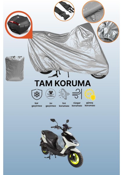 Gri Arka Çanta Uyumlu Arora Ar 50-11 Ares Uyumlu Motor Brandası, Koruyucu Örtü