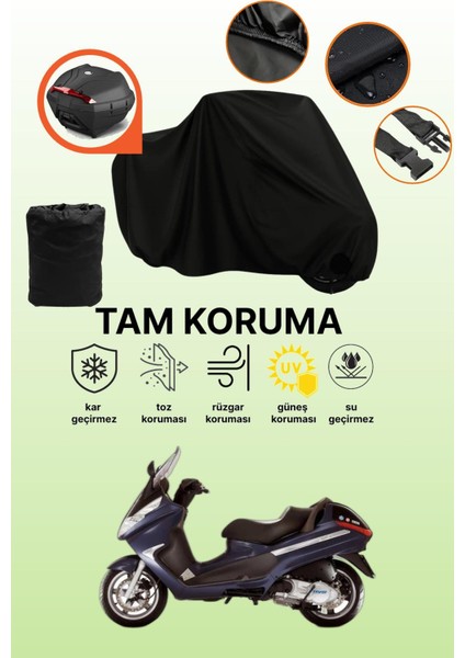 Siyah Arka Çanta Uyumlu Piaggio X9 200 Uyumlu Motosiklet Brandası, Koruyucu Örtü