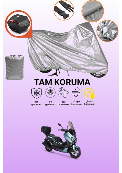 Gri Arka Çanta Uyumlu Rks Grace 202 Pro Uyumlu Motor Brandası, Koruyucu Örtü