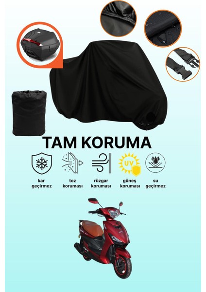 Siyah Arka Çanta Uyumlu Yuki YB50QT-3 Casper Uyumlu Motosiklet Brandası, Koruyucu Örtü