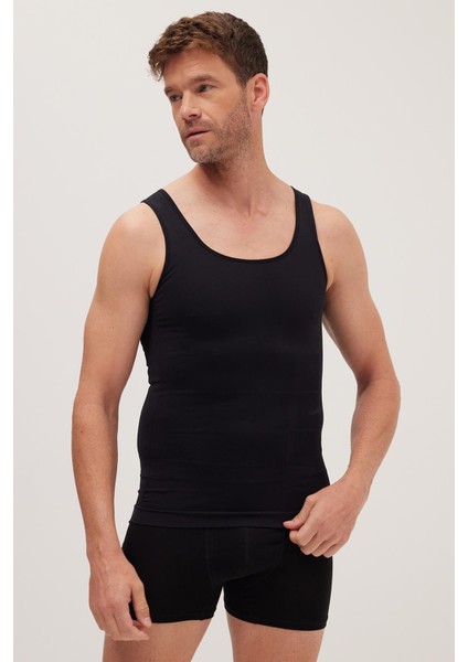 Erkek Süper Slim Fit Extra Dar Kesim Lastikli siyah Atlet Korse fiyatları