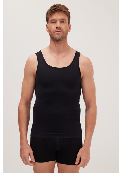 Erkek Süper Slim Fit Extra Dar Kesim Lastikli siyah Atlet Korse fırsatları