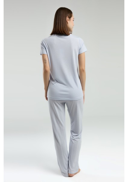 Kadın Süprem Kumaş Kısa Kollu Pijama Takımı modelleri