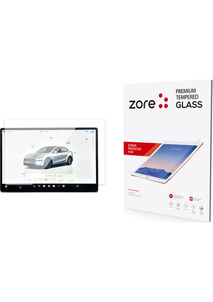 Tesla Model Y Zore Yeni Seri 2in1 Temperli Cam Araç Multimedya Ekran Koruyucu