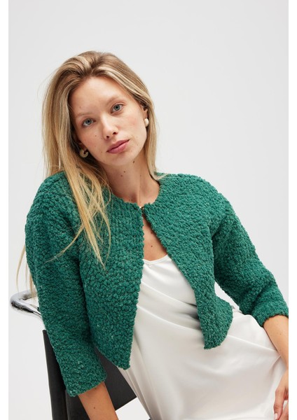 Kayla, Düz Örgü, Kadın Kısa Triko Hırka - Yeşil modelleri