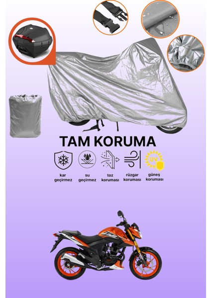 Gri Arka Çanta Uyumlu Rks Tnt 202 Uyumlu Motor Brandası, Koruyucu Örtü