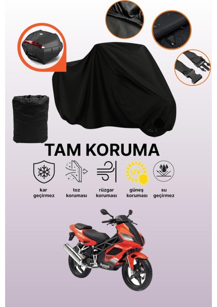 Siyah Arka Çanta Uyumlu Kanuni Deer 152 Uyumlu Motosiklet Brandası, Koruyucu Örtü