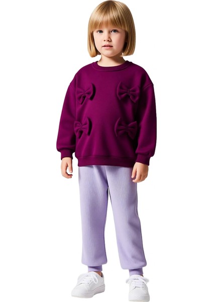 Kız Çocuk Nakışlı Bisiklet Yaka Oversize Pamuklu Örme Takım Kaliteli Şık Rahat fırsatları