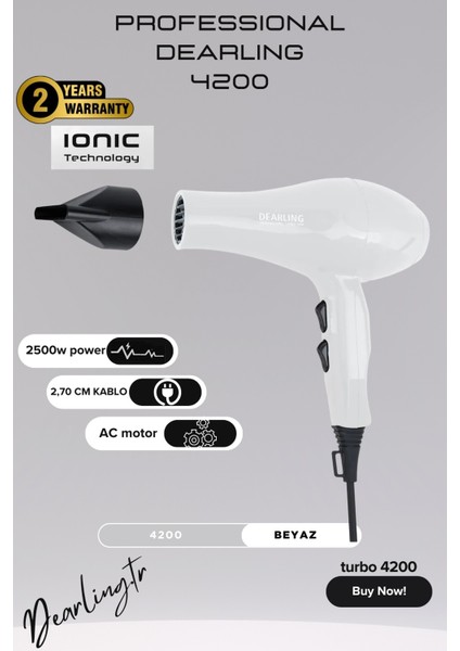 2500W Profesyonel Iyonik Fön Makinesi | 2 Isı ve Hız Ayarı | 2 Yıl Garantili | Turuncu Canlılık????