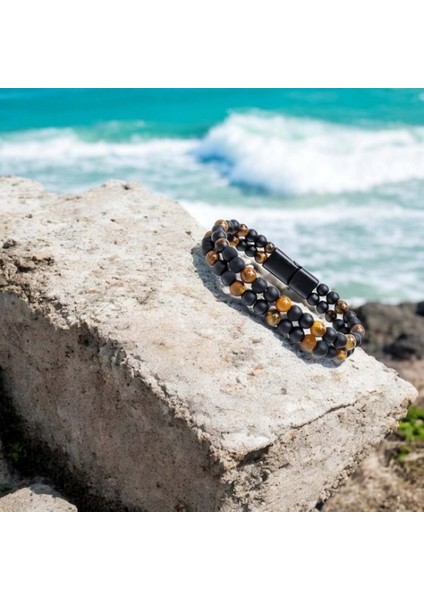 Çift Oniks ve Kaplangözü Çelik Bileklik 9592B20D4 modelleri