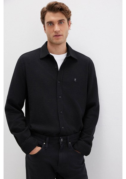 Erkek Uzun Kollu Pamuklu Gömlek M0211789 Siyah