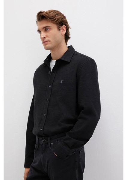 Erkek Uzun Kollu Pamuklu Gömlek M0211789 Siyah modelleri
