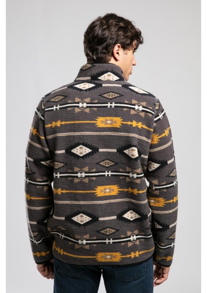 Folks Erkek Dik Yaka Fermuarli Sweatshirt Gri modelleri