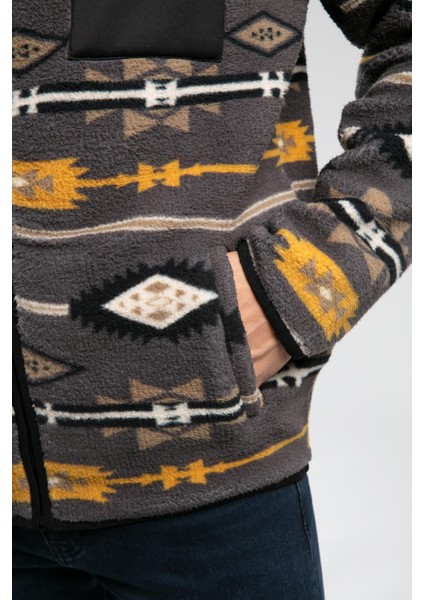 Folks Erkek Dik Yaka Fermuarli Sweatshirt Gri fırsatları