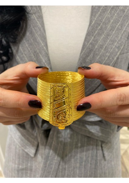 Kadın Gümüş 17 Sıra Kalemli Toka Hasır Bileklik