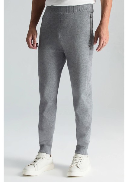 Merino Yün Açık Gri Triko Pantolon