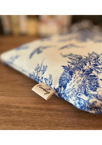 El Yapımı Toile De Jouy Desenli Tablet Çantası 11 Inç Gündelik Askısız Kadın El Çantası fiyatları