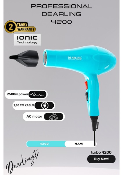 2500W Profesyonel Iyonik Fön Makinesi | 2 Isı ve Hız Ayarı | 2 Yıl Garantili | Turuncu Canlılık????