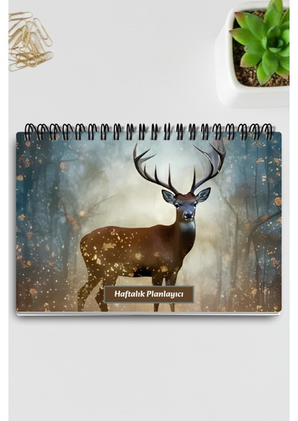 Geyik Temalı A5 Tel Spiralli Yapılacaklar Notlar Listesi Haftalık Planlayıcı