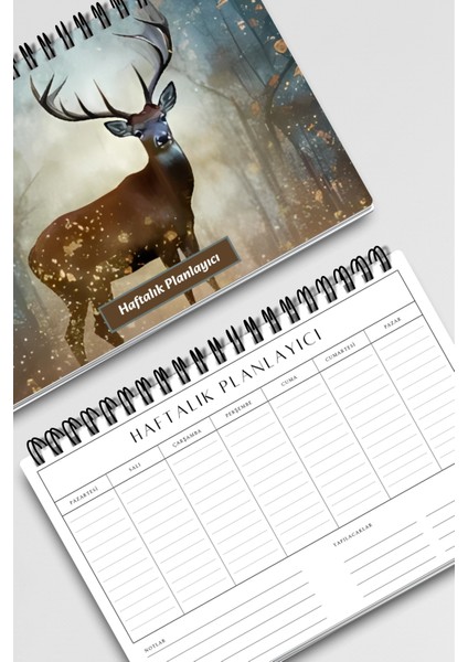 Geyik Temalı A5 Tel Spiralli Yapılacaklar Notlar Listesi Haftalık Planlayıcı