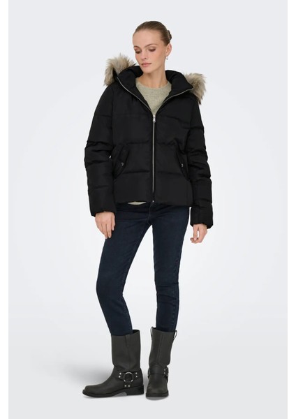 Kadın Kapüşonu Kürklü Mont 15349780 Siyah fiyatları