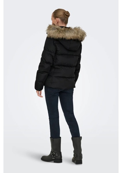 Kadın Kapüşonu Kürklü Mont 15349780 Siyah indirimleri