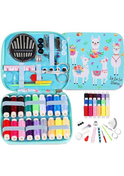 Dikiş Seti - Fermuarlı Seyahat- Yolculuk Için Taşınabilir Çeyiz Dikiş Kutusu