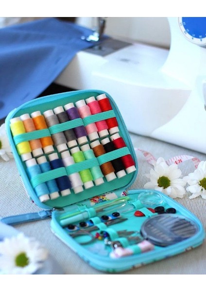 Dikiş Seti - Fermuarlı Seyahat- Yolculuk Için Taşınabilir Çeyiz Dikiş Kutusu modelleri