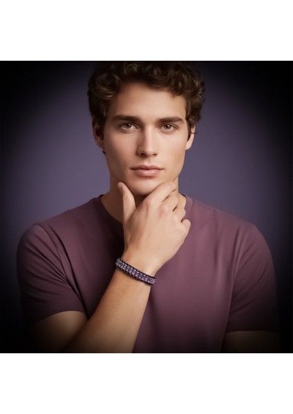 Ametist & Hematit Çelik Örgülü Deri Bileklik 9592B22D7 fiyatları