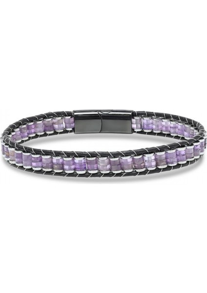 Ametist & Hematit Çelik Örgülü Deri Bileklik 9592B22D7 fırsatları