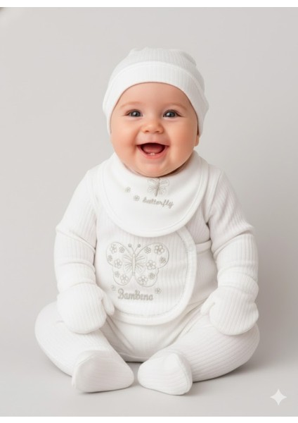 Yeni Sezon Sarı Kelebekli 5'li Yenidoğan Hastane Çıkışı Seti Erkek Kız Bebek