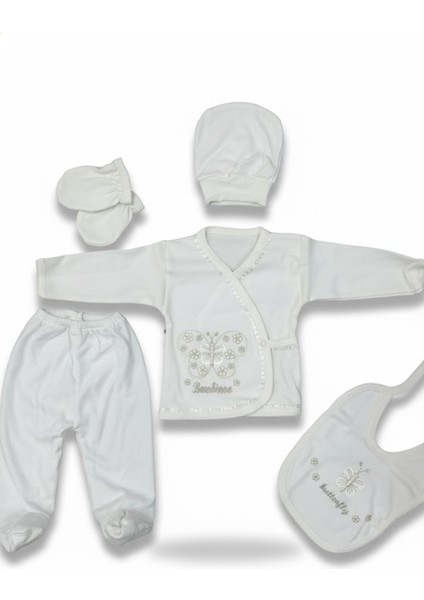 Yeni Sezon Sarı Kelebekli 5'li Yenidoğan Hastane Çıkışı Seti Erkek Kız Bebek modelleri