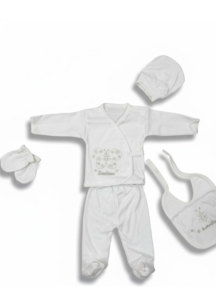 Yeni Sezon Sarı Kelebekli 5'li Yenidoğan Hastane Çıkışı Seti Erkek Kız Bebek fırsatları