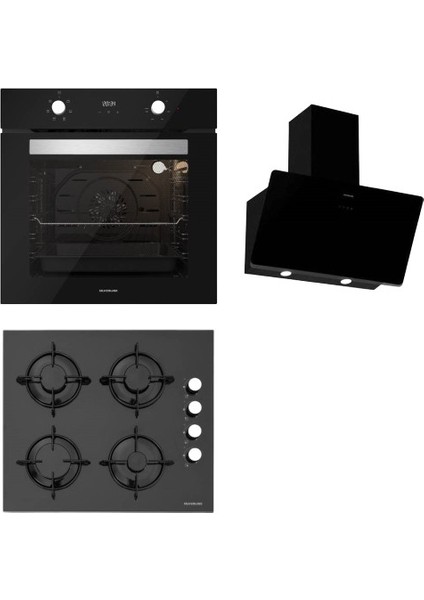 Silverline Siyah Cam Ankastre Set BO6502B02-CS5335B01-3457 Soho