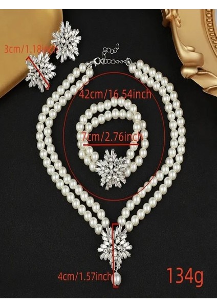 Şık 4 Parça Inci Gümüş Kaplama Takı Seti indirimleri