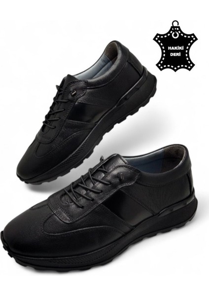 Erkek Iç Dış Hakiki Deri Ultra Rahat Ortopedik Tabanlı Hafif Mevsimlik Siyah Günlük Spor Ayakkabı modelleri