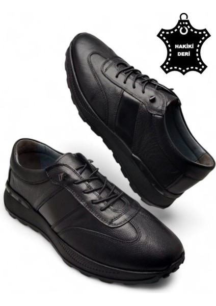 Erkek Iç Dış Hakiki Deri Ultra Rahat Ortopedik Tabanlı Hafif Mevsimlik Siyah Günlük Spor Ayakkabı fırsatları