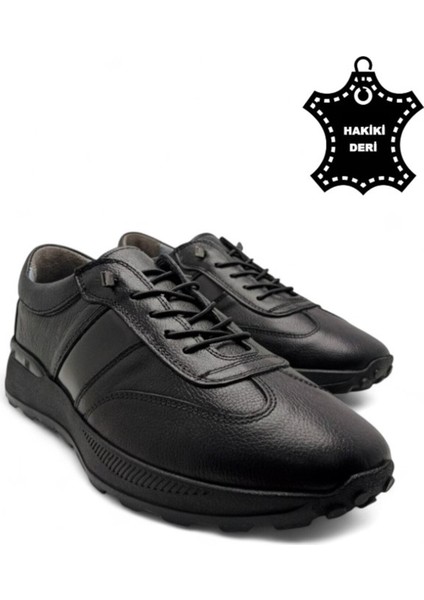 Erkek Iç Dış Hakiki Deri Ultra Rahat Ortopedik Tabanlı Hafif Mevsimlik Siyah Günlük Spor Ayakkabı indirimleri