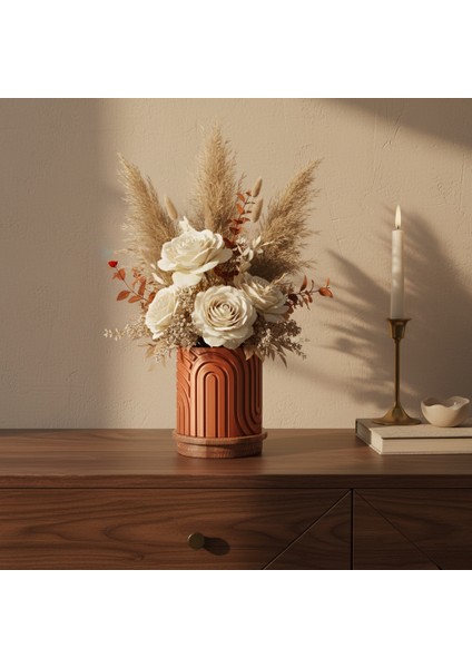 Norla Dekoratif Vazo - Bakır / Ahşap Tabanlı fiyatları