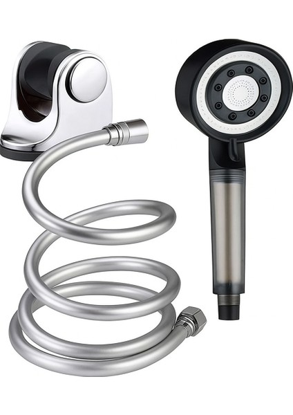 Filtreli Yeni Nesil Duş Başlığı Kopmaz Gri Pvc Hrotum Duş Banyo Seti Duşluk 3lü Set