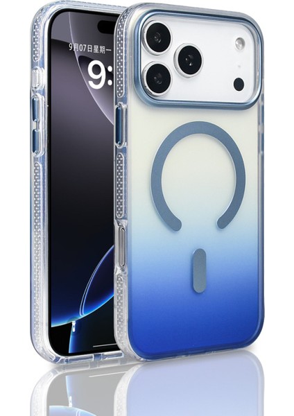 Apple iPhone 17 Pro Max Kılıf M-Safe Şarj Özellikli Transparan Renk Geçişli Kapak