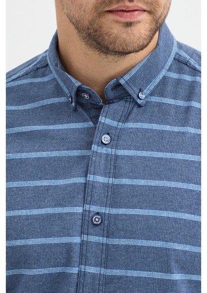 Kaşmir Karışımlı Dikey Çizgili Regular Fit Uzun Kollu Erkek Gömlek fırsatları