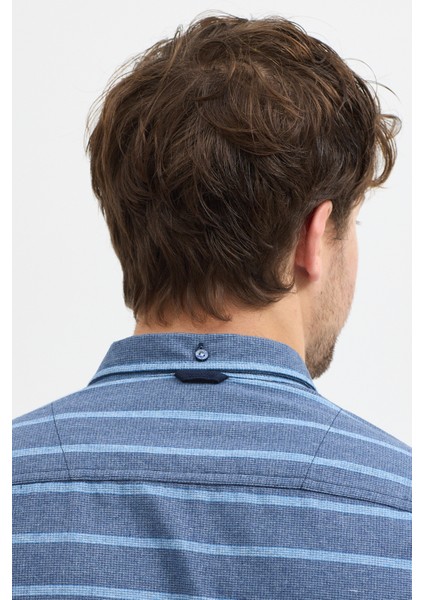 Kaşmir Karışımlı Dikey Çizgili Regular Fit Uzun Kollu Erkek Gömlek