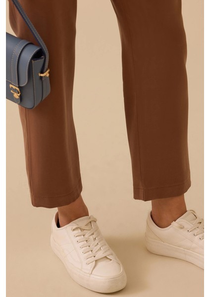 Kadın Bilek Boy Bağcıklı Pantolon 1023 Kahverengi modelleri